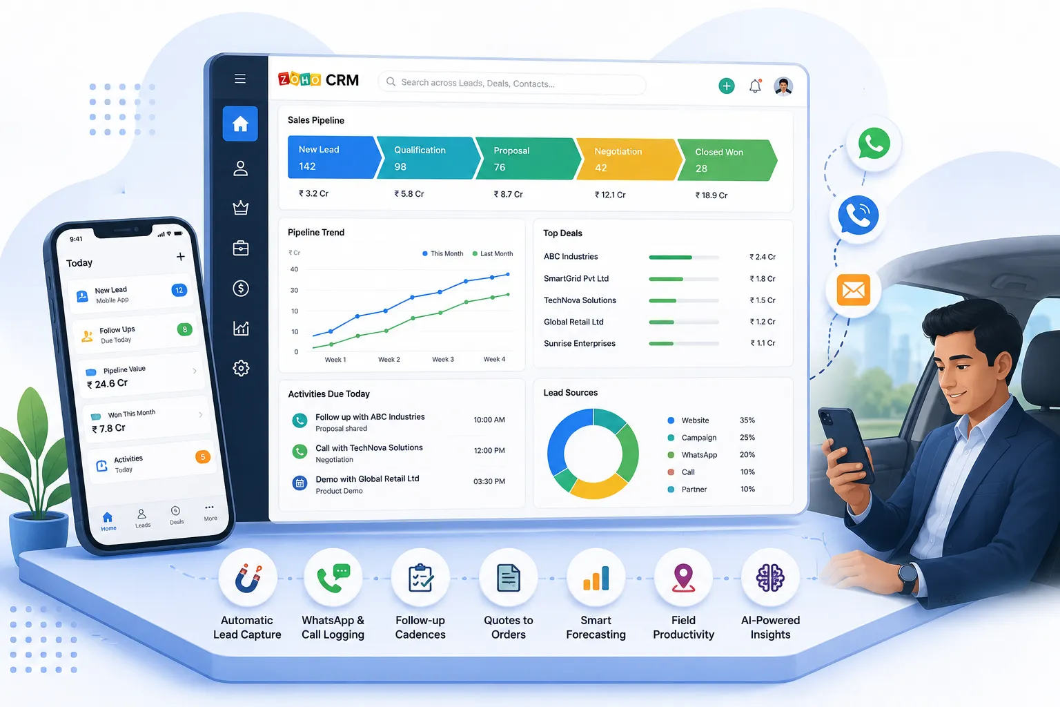 Sales CRM pipeline and dashboard